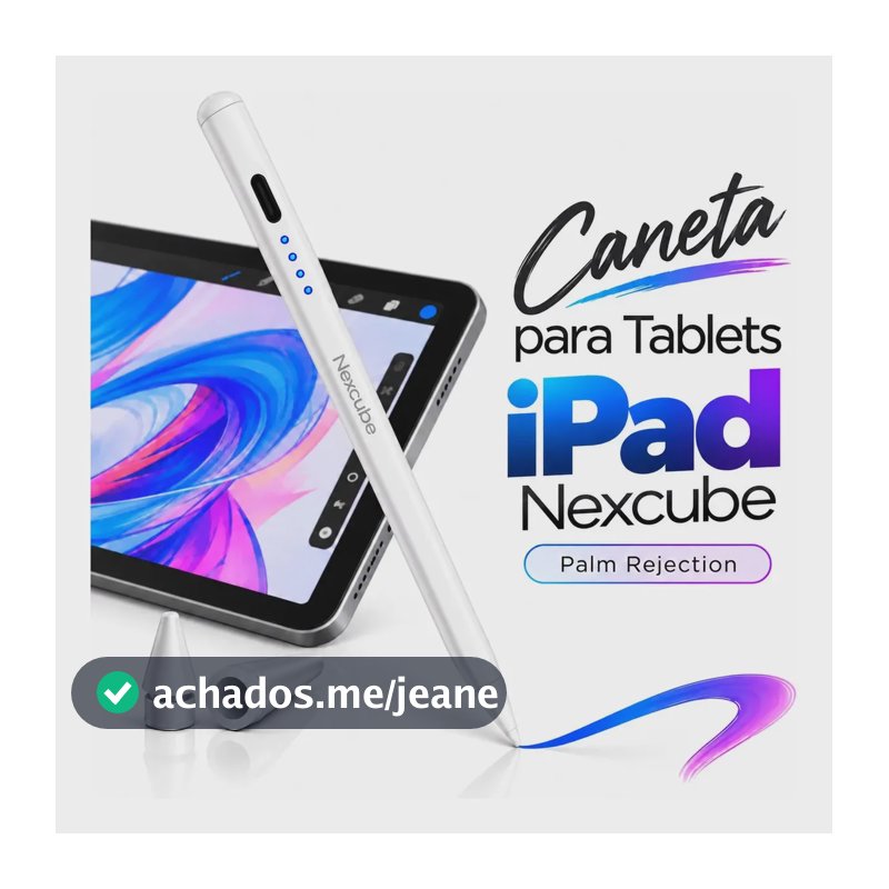 Caneta Pencil Nexcube Para iPad 6 A16 2026 Palm Rejection Alta Precisão 1mm Cor Branco