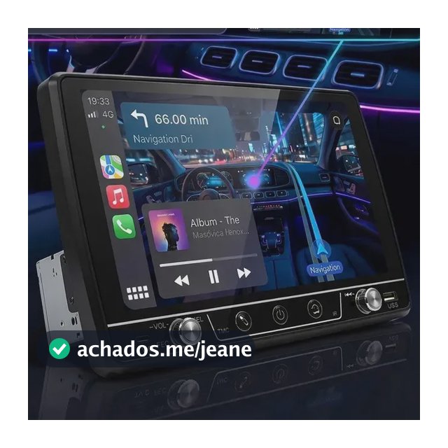 Central Multimídia 1 Din 9 Pol Android Auto Apple CarPlay Bluetooth USB Espelhamento Smartphone Som Automotivo Universal