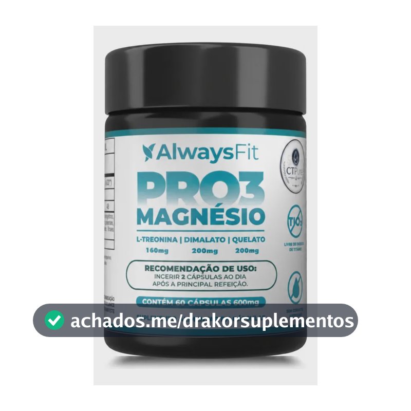 Pro3 Magnésio Alwaysfit | Magnésio Dimalato + Magnésio Quelato + L-treonina | 60 Cápsulas