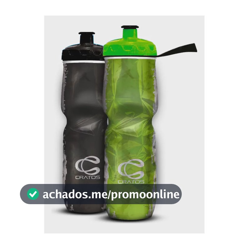 Kit 2 Garrafas Squeeze Caramanhola Térmica Cratos 710ml Bike Cinza Chumbo - Verde