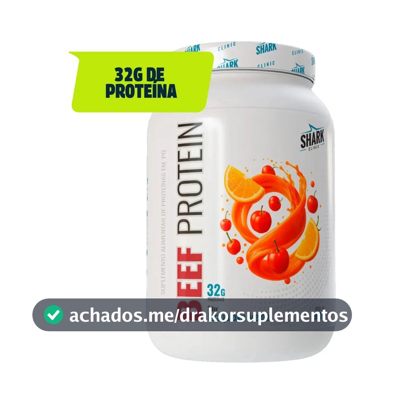 Proteína bovina isolada Shark Pro Whey Beef Zero Lac 900G em pó sabor Laranja com acerola x 900g
