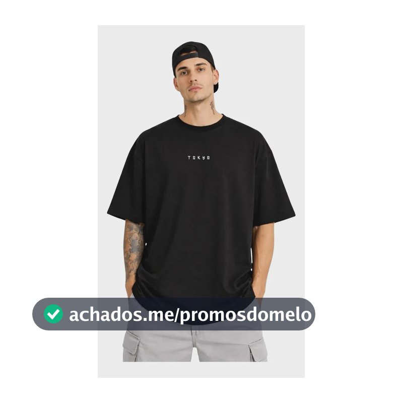Camiseta Oversized Algodão Masculina Estampadas Estilosas Preto Tokyo G