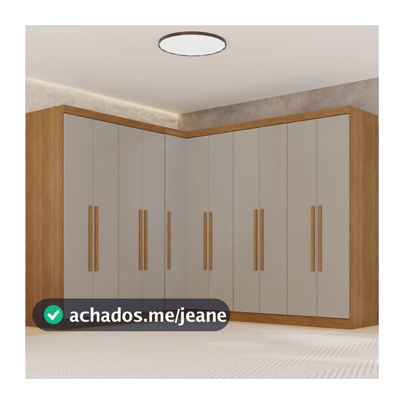 Guarda-roupa Casal Modulado Canto 11 Portas 4 Ga Multimóveis Cinamomo/off White