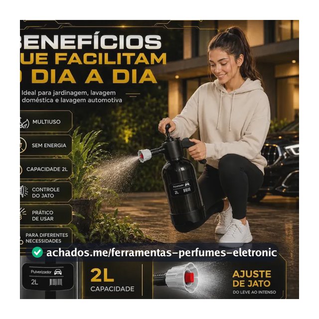 Pulverizador Manual 2 L Snow Foam Profissional Com 3 Bicos Para Espuma Ativa Preto Preto