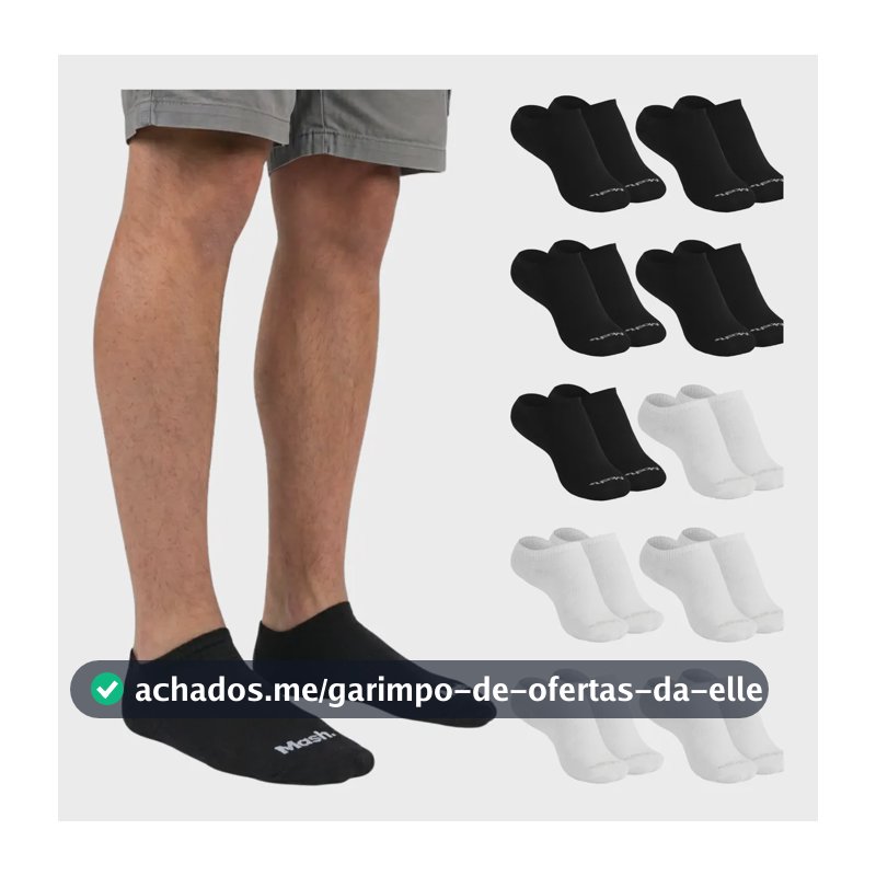 Kit 10 Pares Meia Invisível Soquete Algodão Confortável Mash 5 Brancas - 5 Pretas Meia Invisível Meia Cano Curto Meia Masculina Meia Feminina G ( 39 A 44 ) Meia Masculina Meia Feminina Meia Algodão