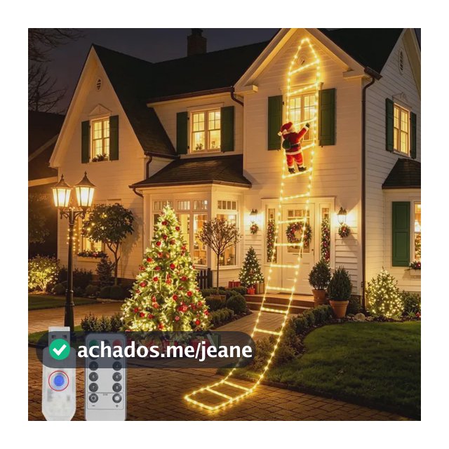 3m Escada Papai Noel Luminosa Led 12 Degraus Enfeite Natal