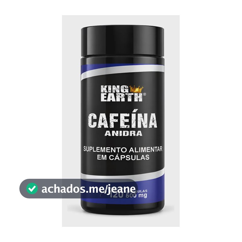 Cafeína Anidra King Earth 120 Cápsulas 200mg Por Porção Sem Sabor