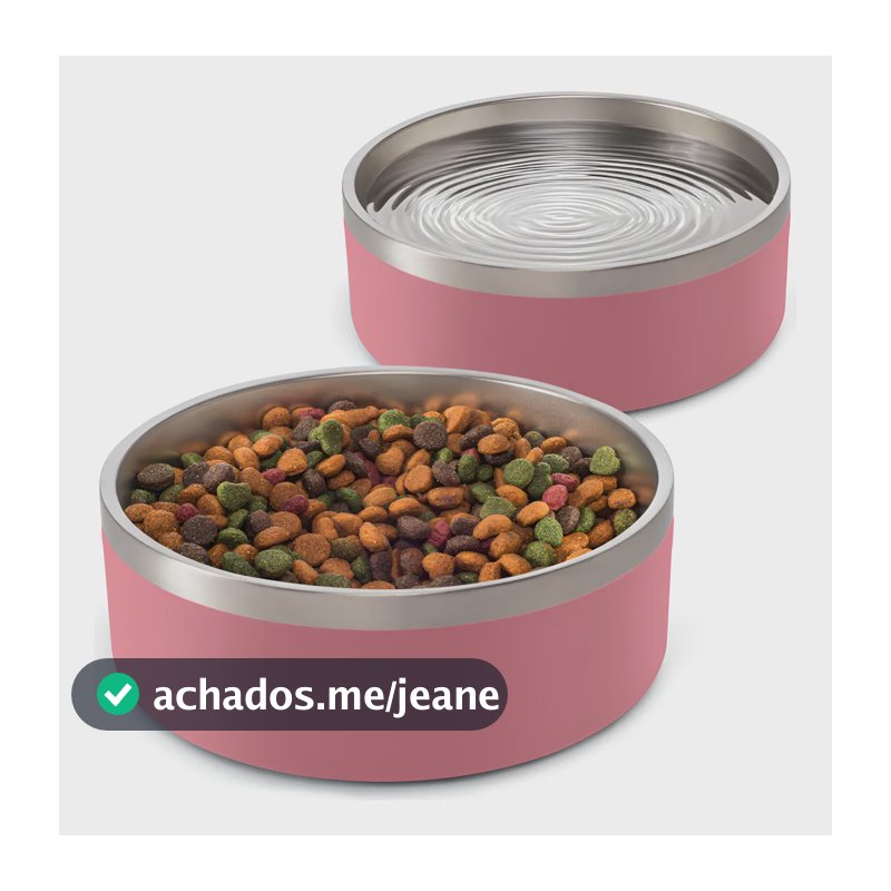 Kit 2 Comedouros Cachorro Pet Aço Inox 946ml Madog Rosa