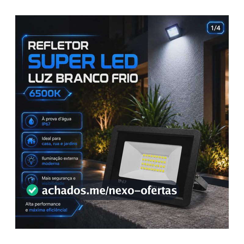 Kit 4 Refletores Super Led 200w Holofote Bivolt Ip67 Prova D'água Branco Frio 6500k