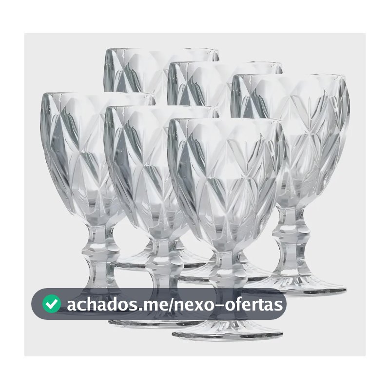Jogo de 6 Taças de Vidro Diamond Transparente para Drinks de 80ml