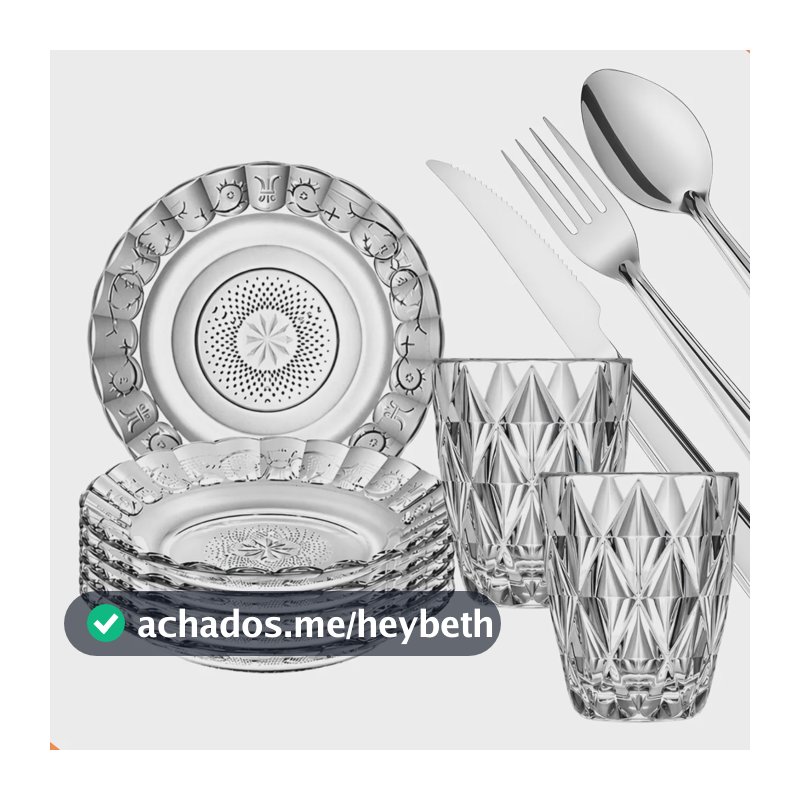 Aparelho De Jantar 30 Peças - Pratos, Copos E Talheres Transparente