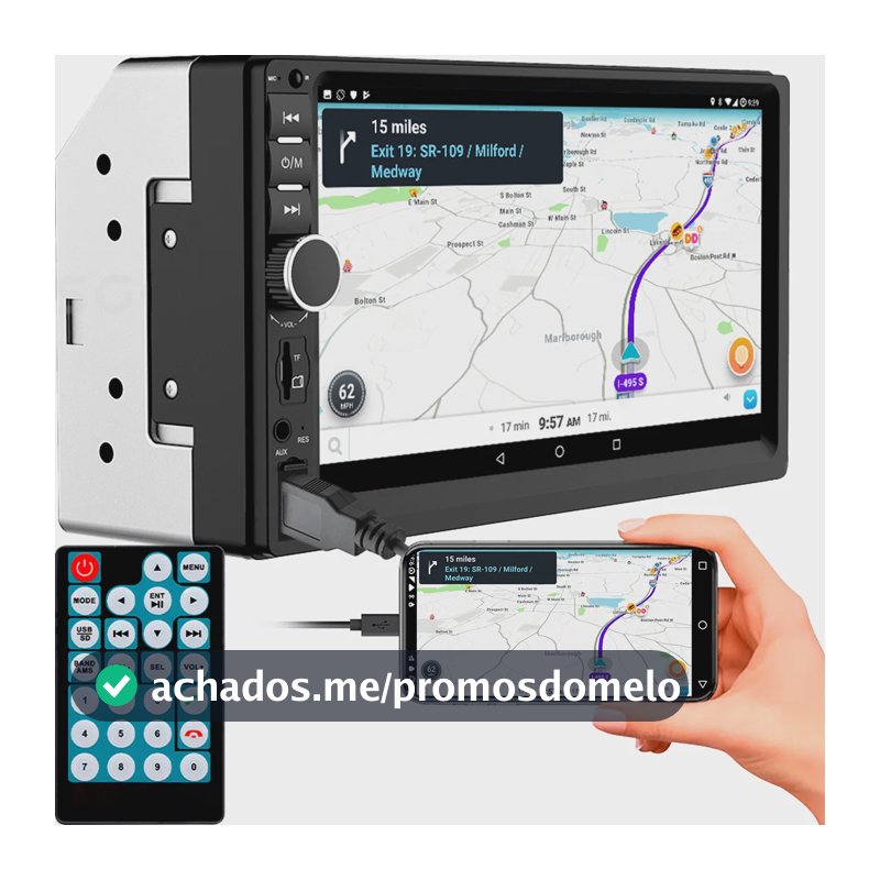 Central Multimídia First Option 7810h Com Espelhamento E Bluetooth Cor Preto