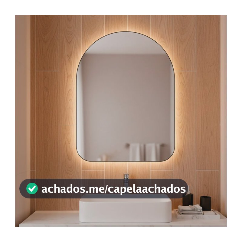 Espelho Orgânico Capela Led 44x64 Para Sala Quarto Banheiro Moldura Capela Led Frio
