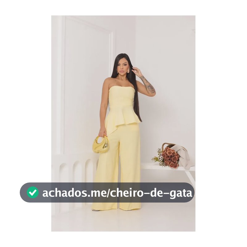 Conjunto Blusa Assimétrica Calça Pantalona Marrant Feminina Amarelo M