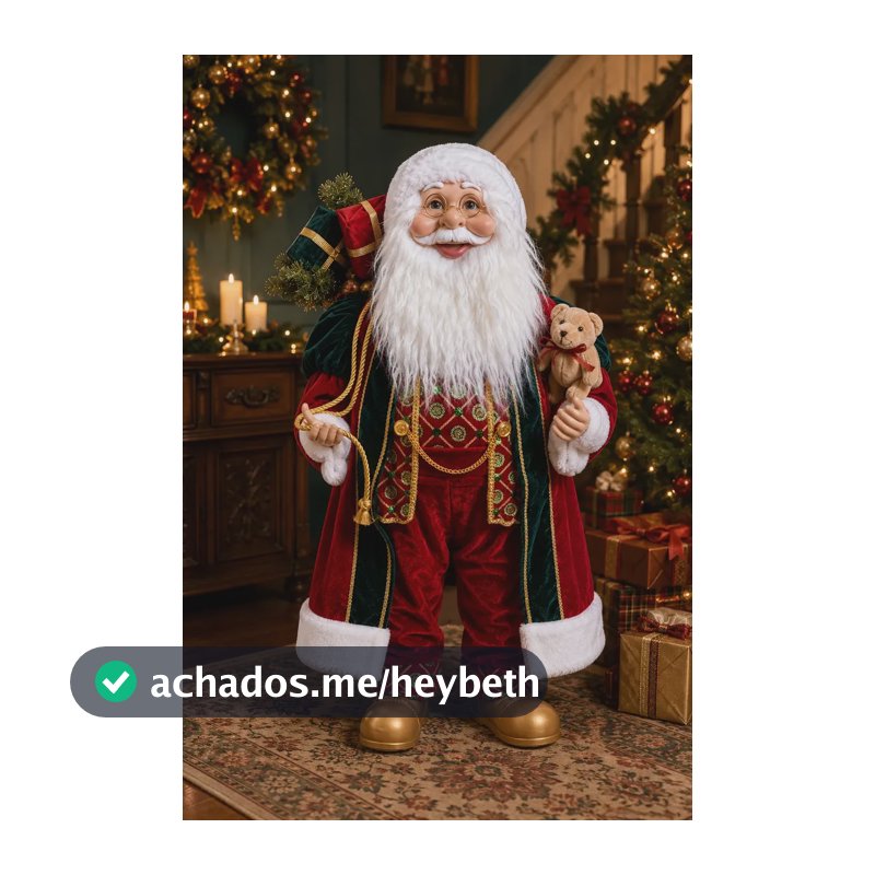 Boneco Papai Noel 80cm  Vermelho E Verde Enfeite Natal Luxo Vermelho/urso 0