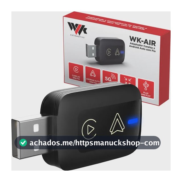 Adaptador Sem Fio Carplay E Android Auto Universal Wi-fi WLK AUTOMOTIVE WK-AIR Cor Preto