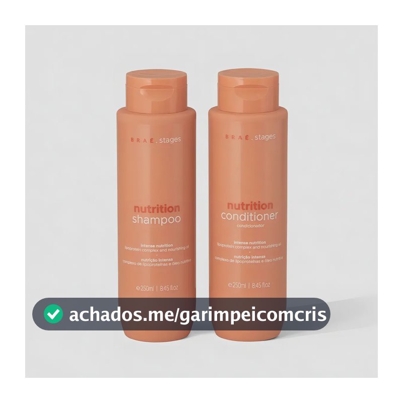 Kit Braé Stages Nutrição: Shampoo e Condicionador para Cabelos Ressecados e sem Vida