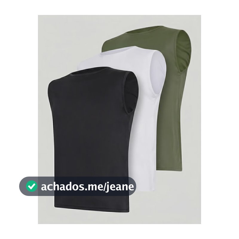 Kit 3 Regata Masculina Dry Fit Cavada Machão Preto+branco+verde G