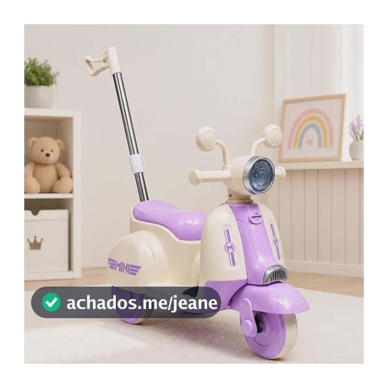 Moto Motoca Elétrica Infantil Empurrador Candy Lilás Lilás