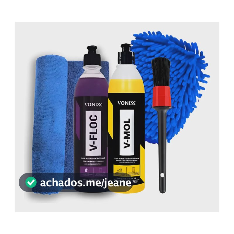 Kit Shampoo V-mol V-floc 500ml Vonixx Pincel Pano Luva