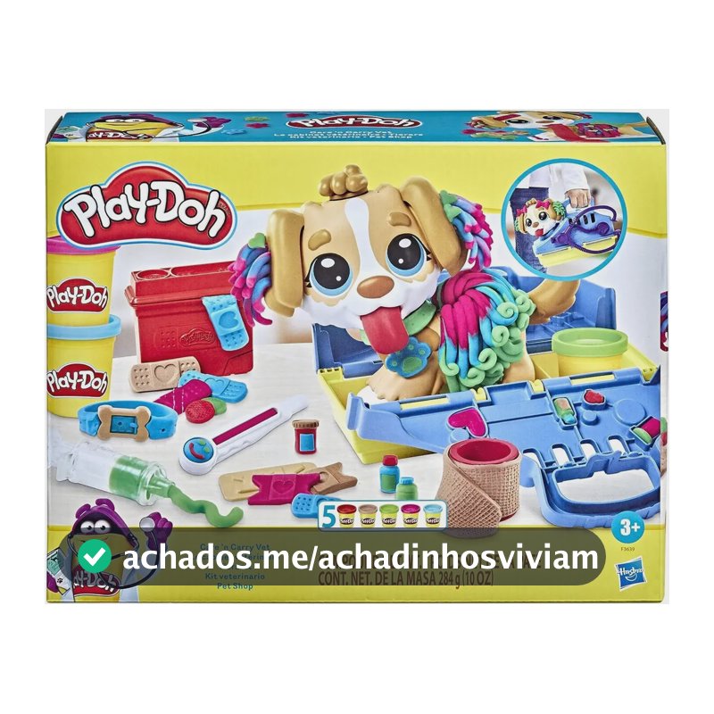 Massinha de Modelar Infantil Pet Shop Play-Doh - Conjunto de Brinquedo com Figura de Cachorro, Acessórios e 5 Potes - A partir de 3 Anos
