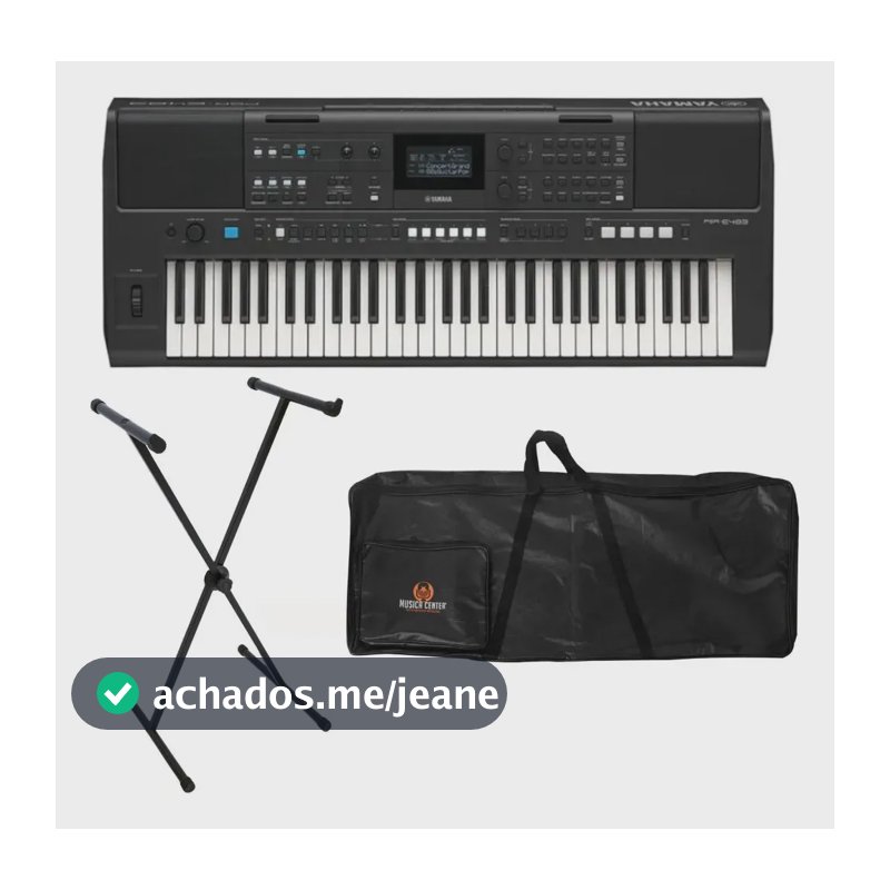 Yamaha Psr-e483 Teclado Kit 61 Teclas Preto