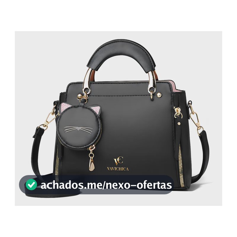 Bolsas Femininas Vavichica Bolsa Transversal Feminina Cor Preto Vavichica