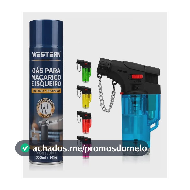 Kit Mini Maçarico Portátil Recarregável + 1 Refil Gás Butano