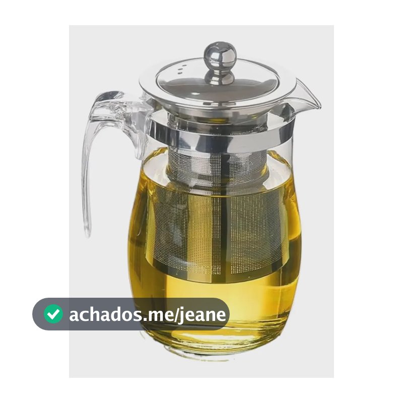Chaleira De Vidro 750ml Com Infusor Tampa Inox Chá Incolor