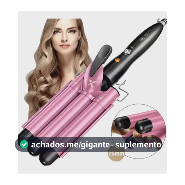 Chapinha Tripla Triondas Modelador Cabelo Cerâmica Tri-onda Ondulador Bivolt Cor Rosa Haixia