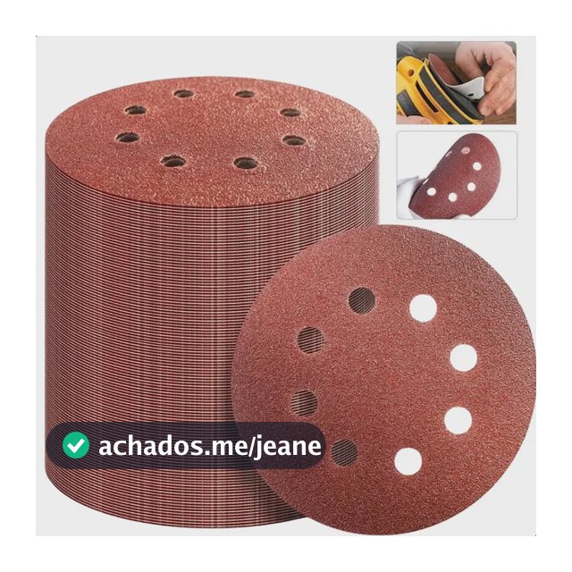 100 Discos Lixa 8 Furos 125mm 5 Pol Lixadeira Roto Orbital