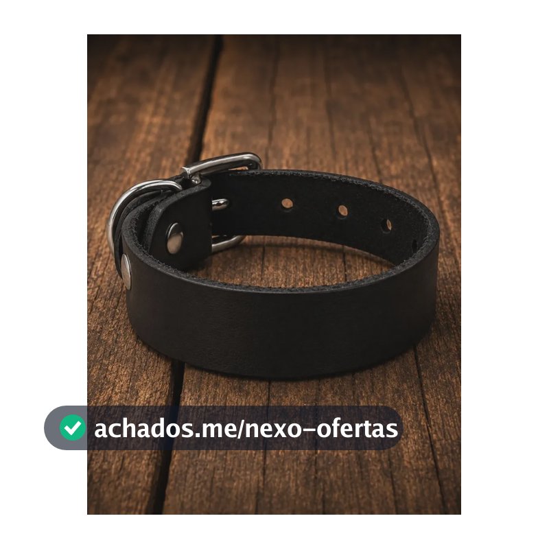 Pulseira Couro Legítimo Bracelete Moda Dark Alternativo Punk Preto - Prata 22 Cm