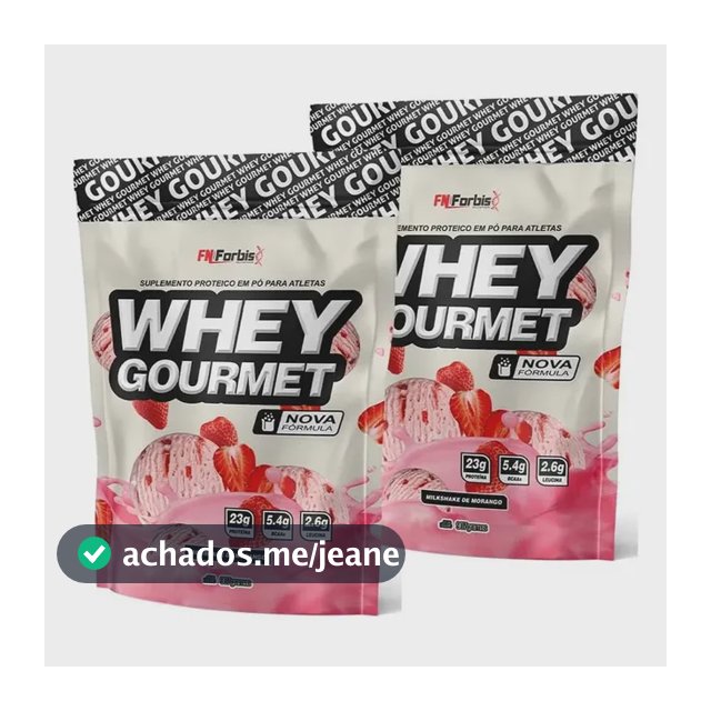 Kit 2x Whey Protein Gourmet 907g Refil - Fn Forbis Nutrition Morango