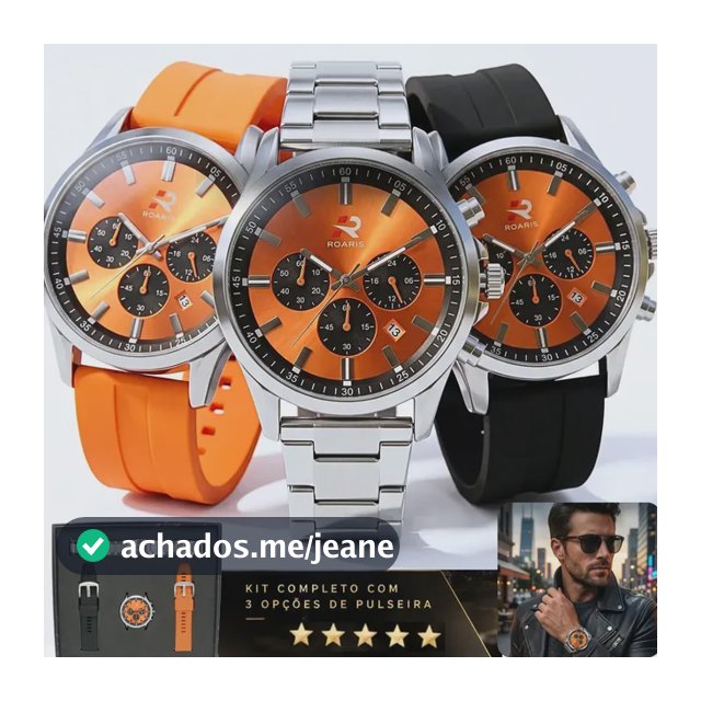 Relógio Masculino Roaris Prata Analógico Cronógrafo Rr00005