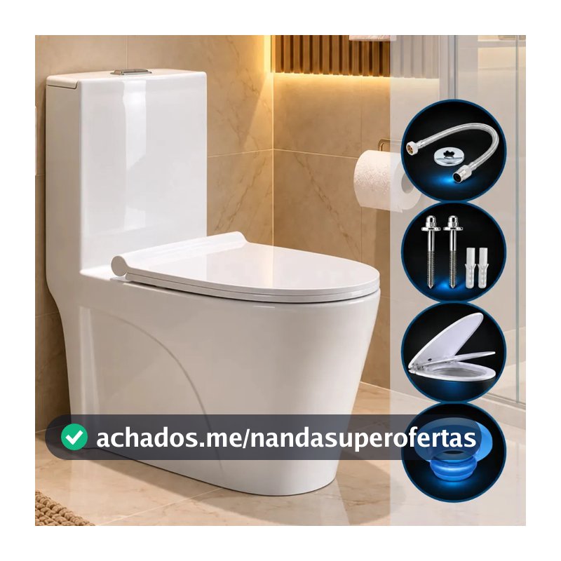 Vaso Sanitário Caixa Acoplada Monobloco Privada Banheiro Design Vivaz Kit Completo