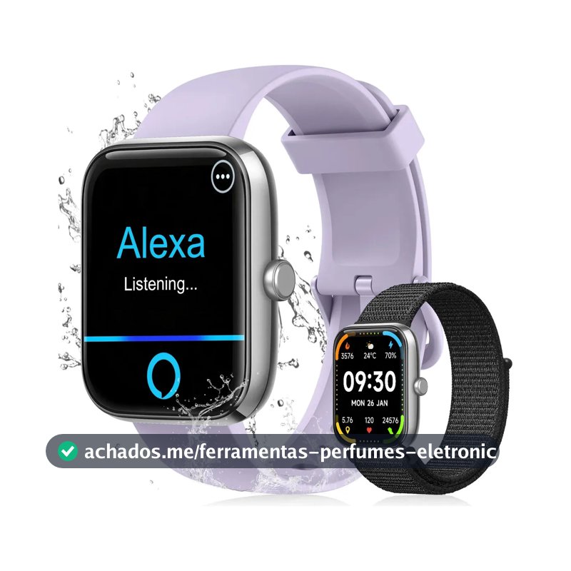 Relógio Inteligente Smartwatch Alexa Chamadas NOVANTE Masculino Feminino Esportivo IP68 Bluetooth Notificações Instantâneas Tela Hd 1.83 300mAh 10Dias Monitor Cardíaco Spo2 Sono Ecg Pagamento Offline