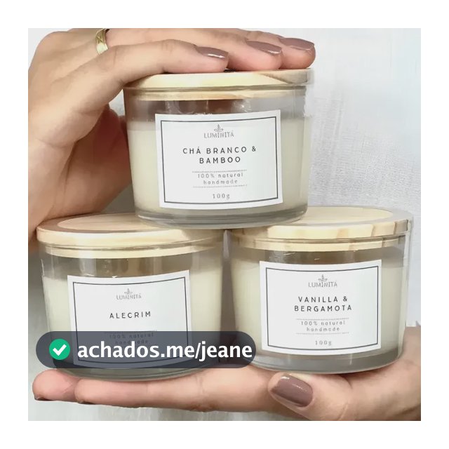 3 Velas Aromáticas Premium 7,5cm Cera Coco 100g Queima 20h