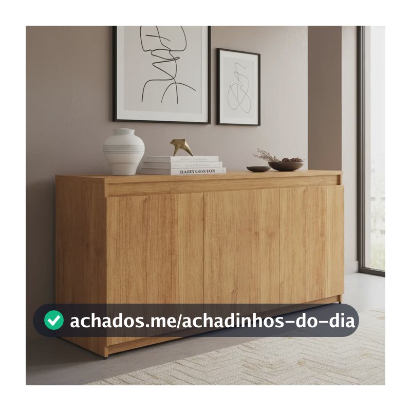 Balcão Aparador Buffet Viero Linux de 3 Portas Cor Madeirado