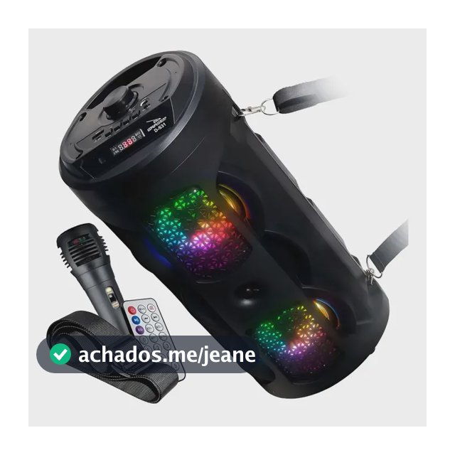 Caixa De Som Bluetooth Rgb Rádio Fm Microfone Aux P2 Sd Usb