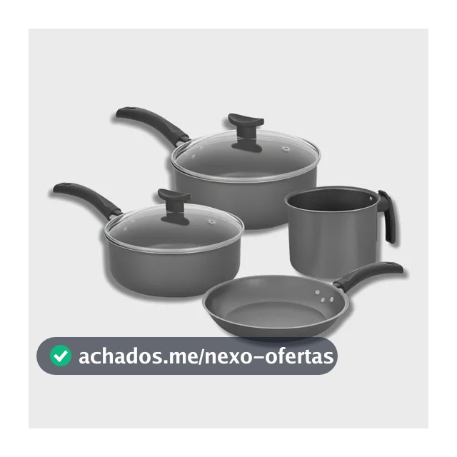 Jogo de Panelas Antiaderente 4 Peças Aluminio Fort-lar Cinza