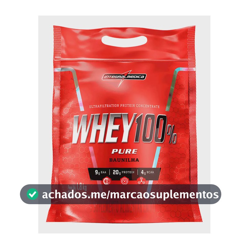 Whey 100% Pure 1,8kg Refil Integralmedica Sabor Baunilha