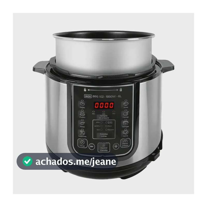 Panela De Pressão Elétrica 6l 1000w Inox Ppe102 - Kian