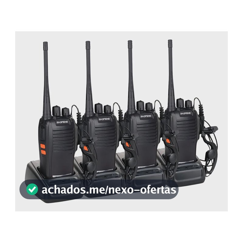 Kit 4 Radios Baofeng Comunicador Frequencia Profissional 16 Canais Cor Preto BF-777S