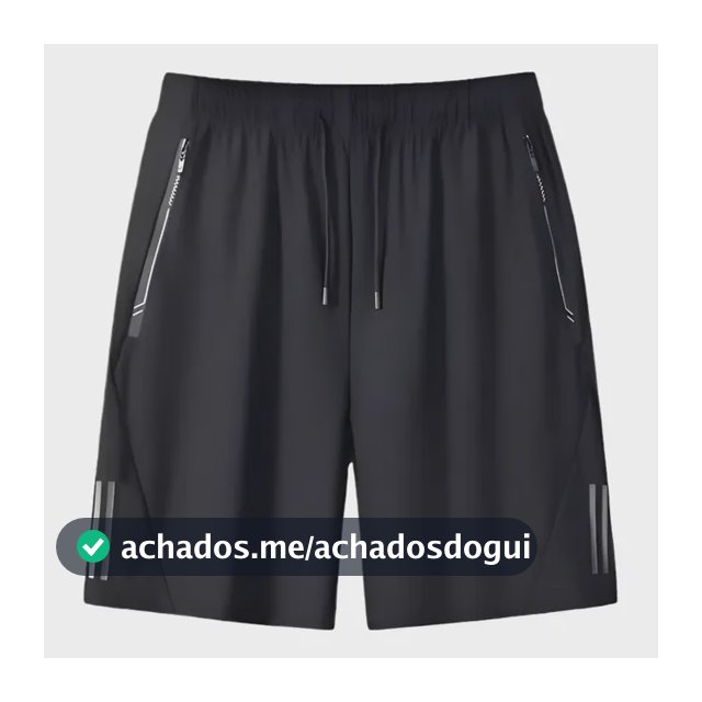 Short Masculino Bermuda 2 Bolsos Zíper Secagem Rápida Fina
