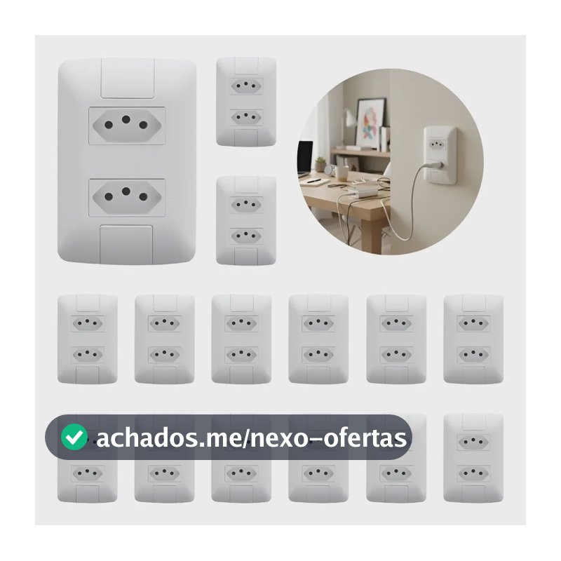 Kit 15 Tomada Dupla 10a 4x2 Embutir Aria Tramontina Branco Branco
