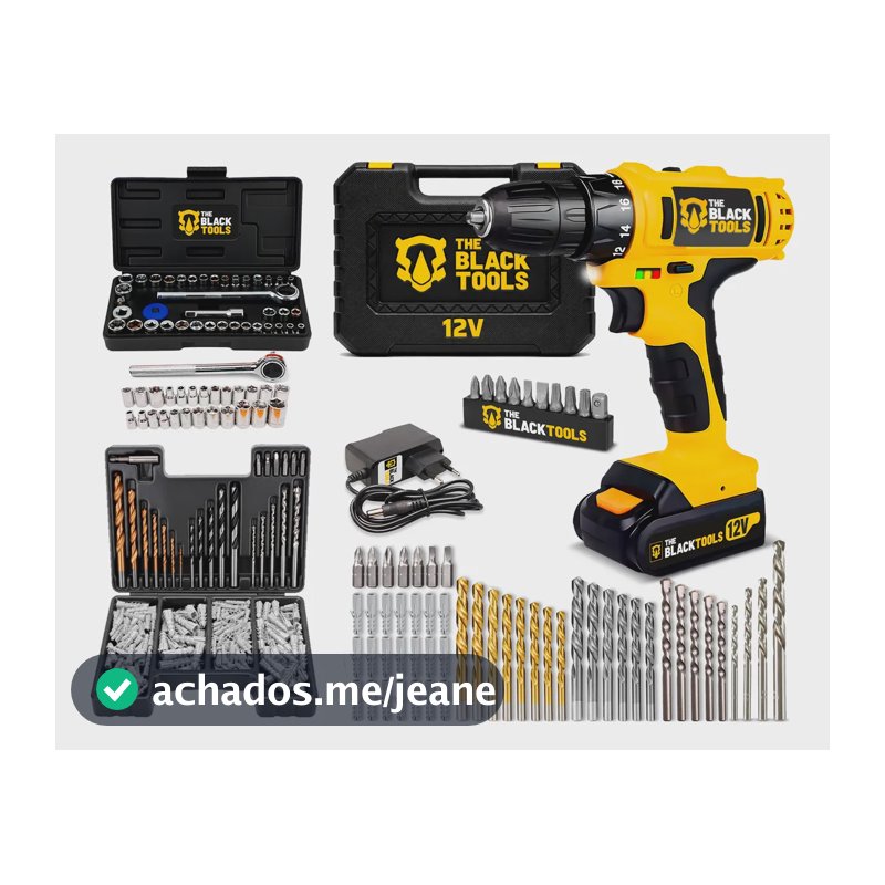 Parafusadeira Furadeira 12v + Kit Jogo Ferramentas 169 Peças