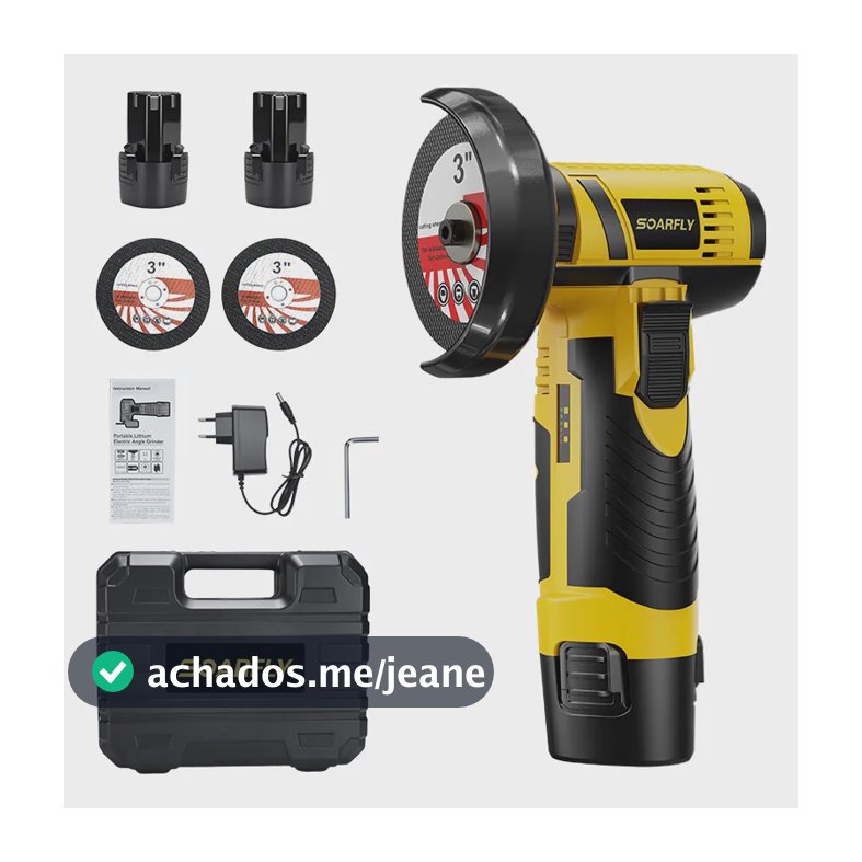 Esmerilhadeira Angular Lixadeira Portátil Sem Fio 2bateria Amarelo 127/220v