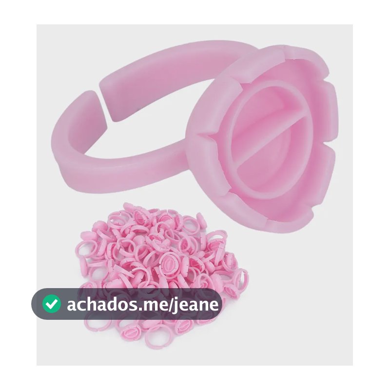 200 Anel Batoque Porta Cola Para Extensão De Cilios Rosa