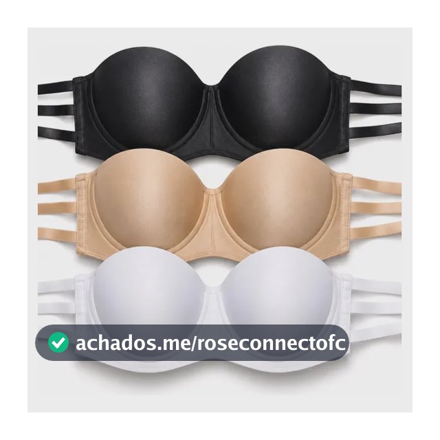 Kit 3 Sutiã Tomara Que Caia Com Bojo De Alça Tripla Conforto Preto Bege E Branco Liso M 40-42