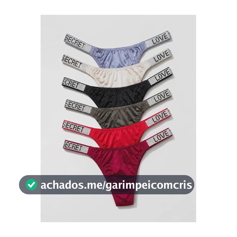 Kit 6 Calcinhas Fio Dental Sem Costura Com Letras Brilhantes Sortidas Liso M 40-42